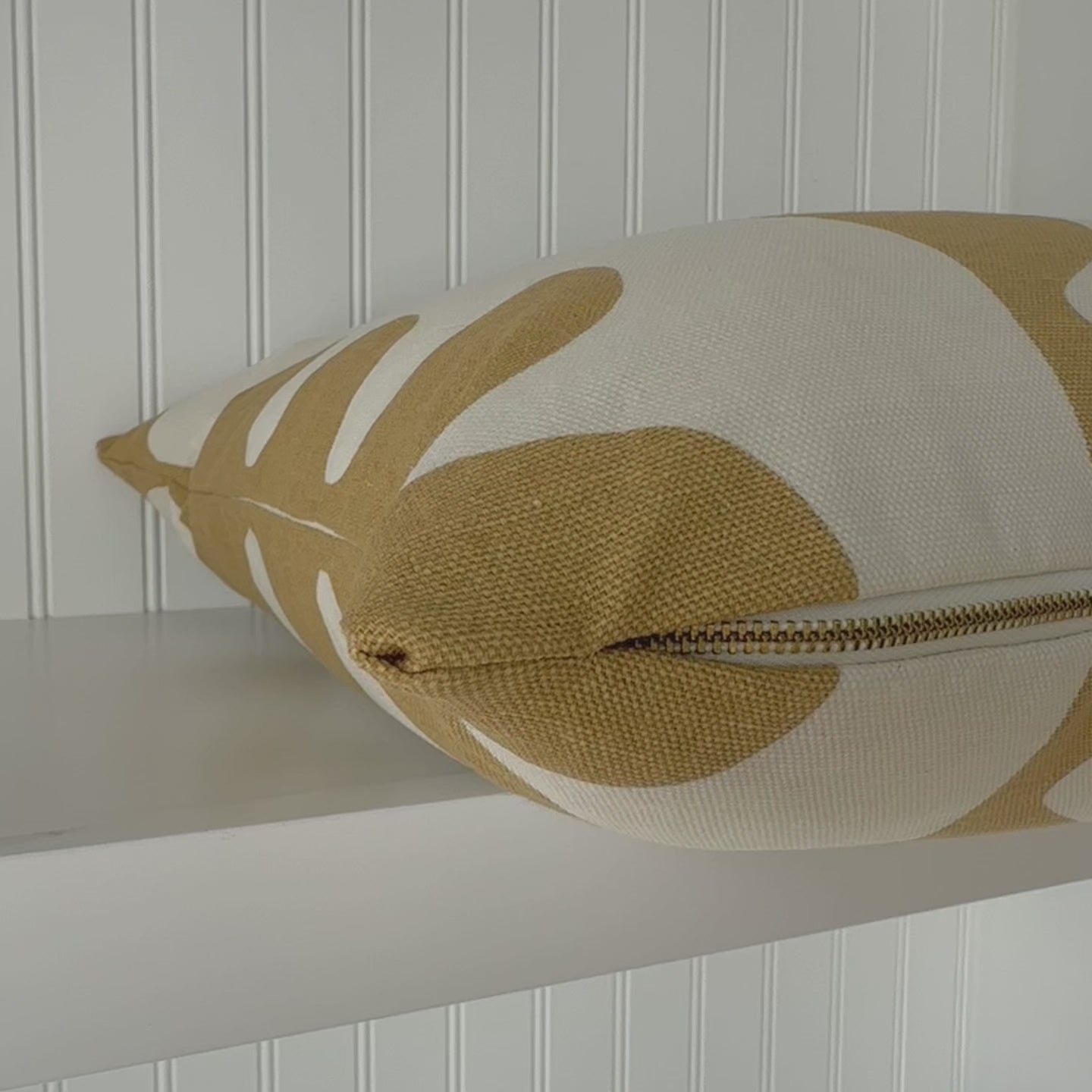 Schumacher Hadiya Williams Drift Ginger Hand Printed Geometric Stripe Luxury Designer Throw Pillow Cover Product Video