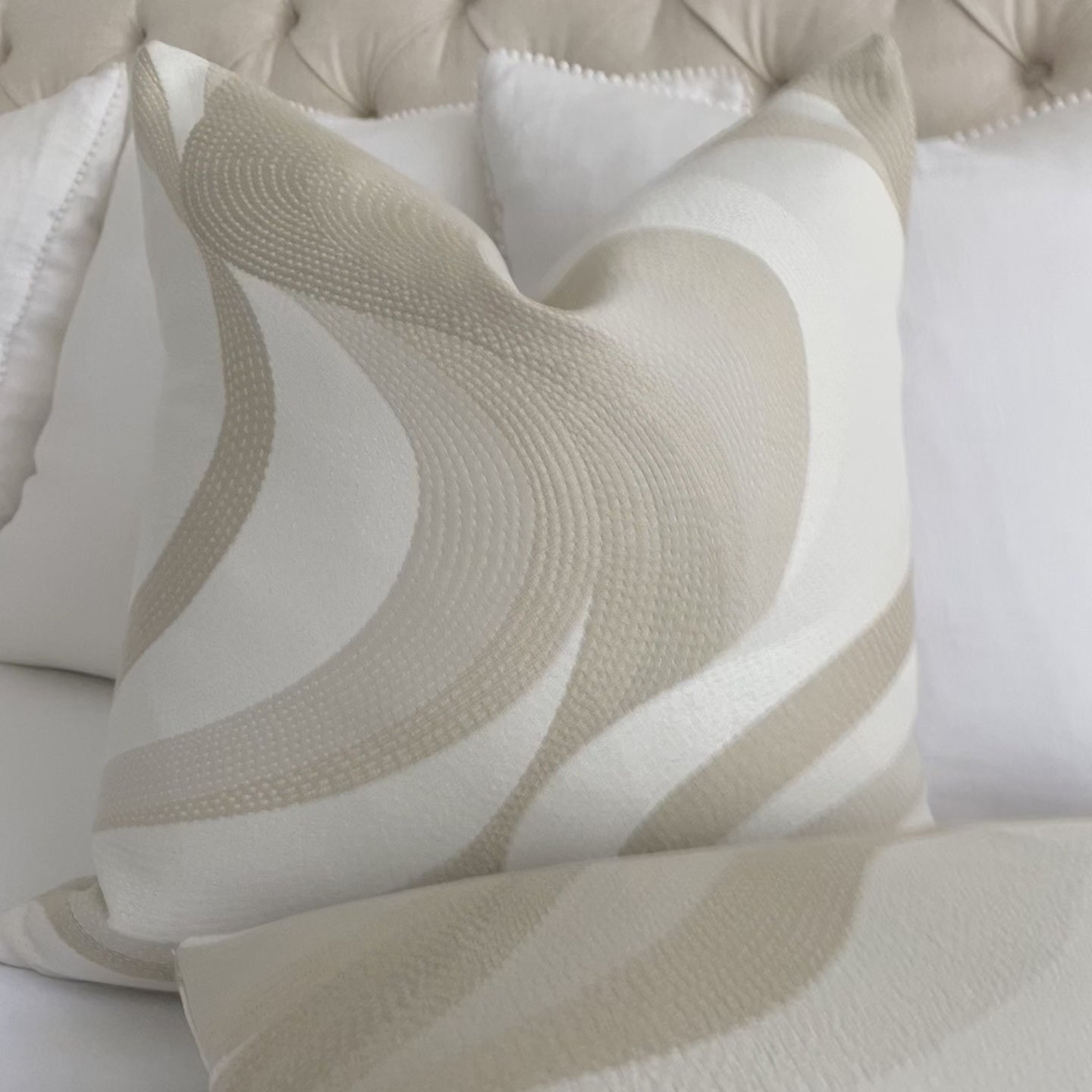 Thibaut Passage Linen White Beige Woven Performance Luxury Designer Decorative Throw Pillow Cover Product Video