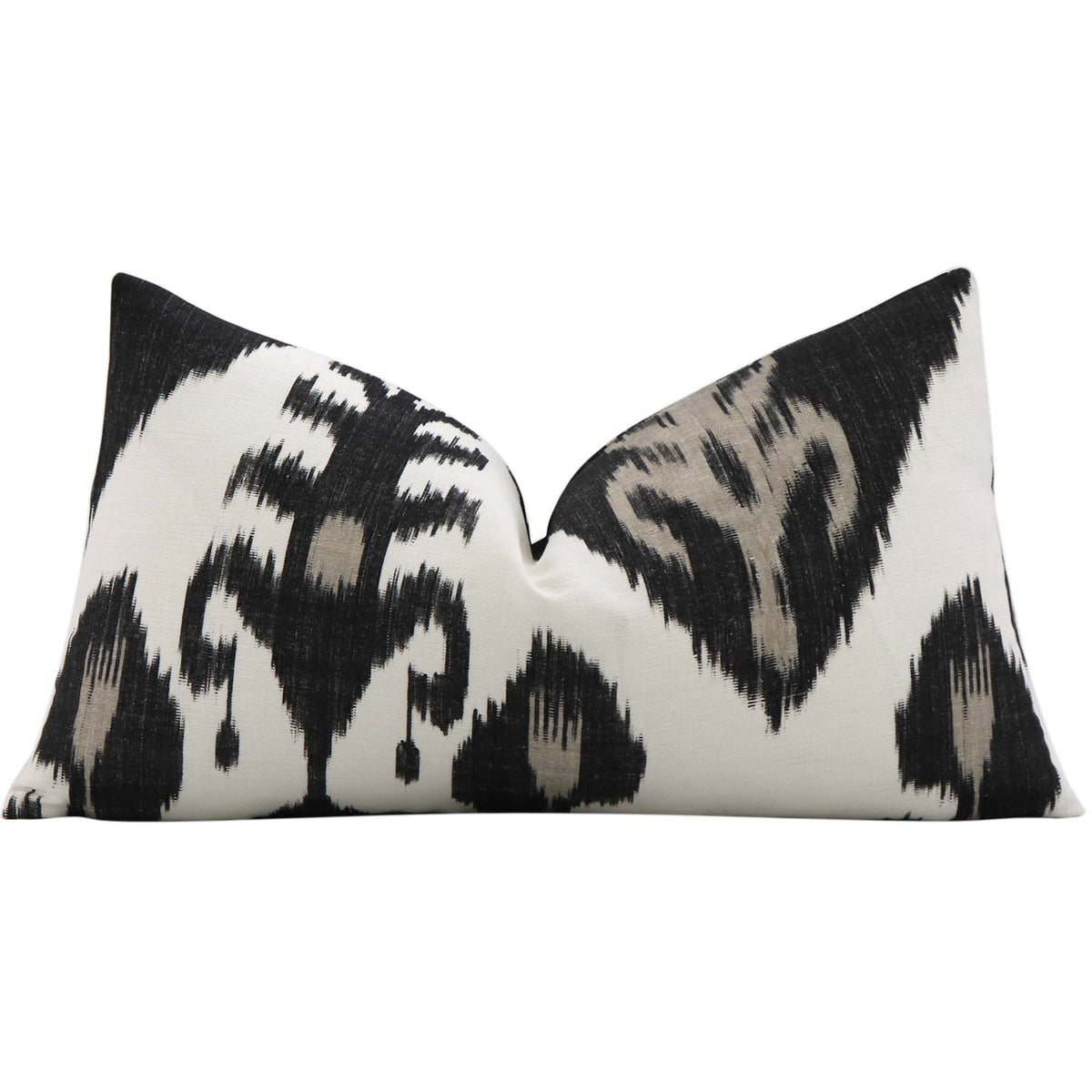 Thibaut Indies Ikat Black Large Scale Bold Graphic Designer Decorative Lumbar Throw Pillow Cover