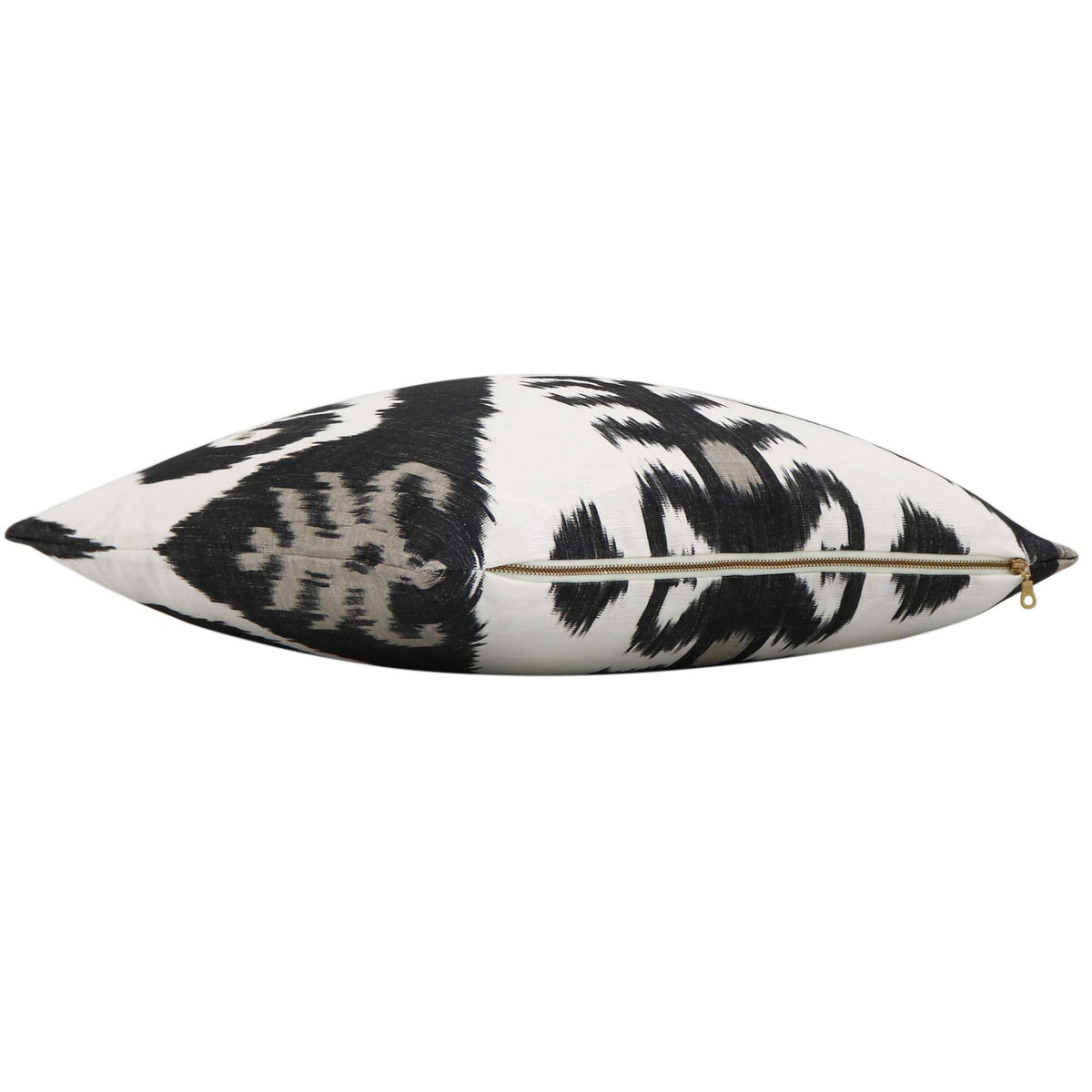Thibaut Indies Ikat Black Large Scale Bold Graphic Designer Decorative Throw Pillow Cover with Exposed Brass Gold Zipper