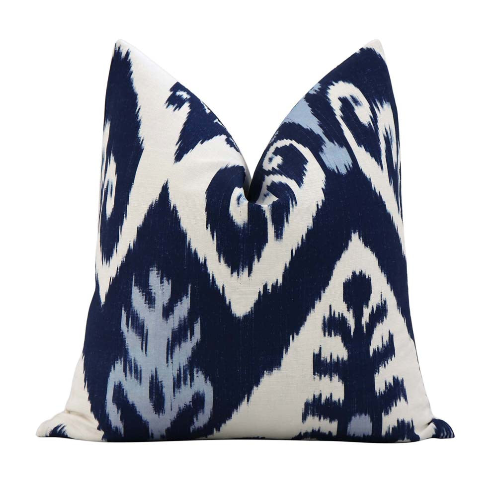 Thibaut Indies Ikat Navy Large Scale Bold Graphic Designer Decorative Throw Pillow Cover