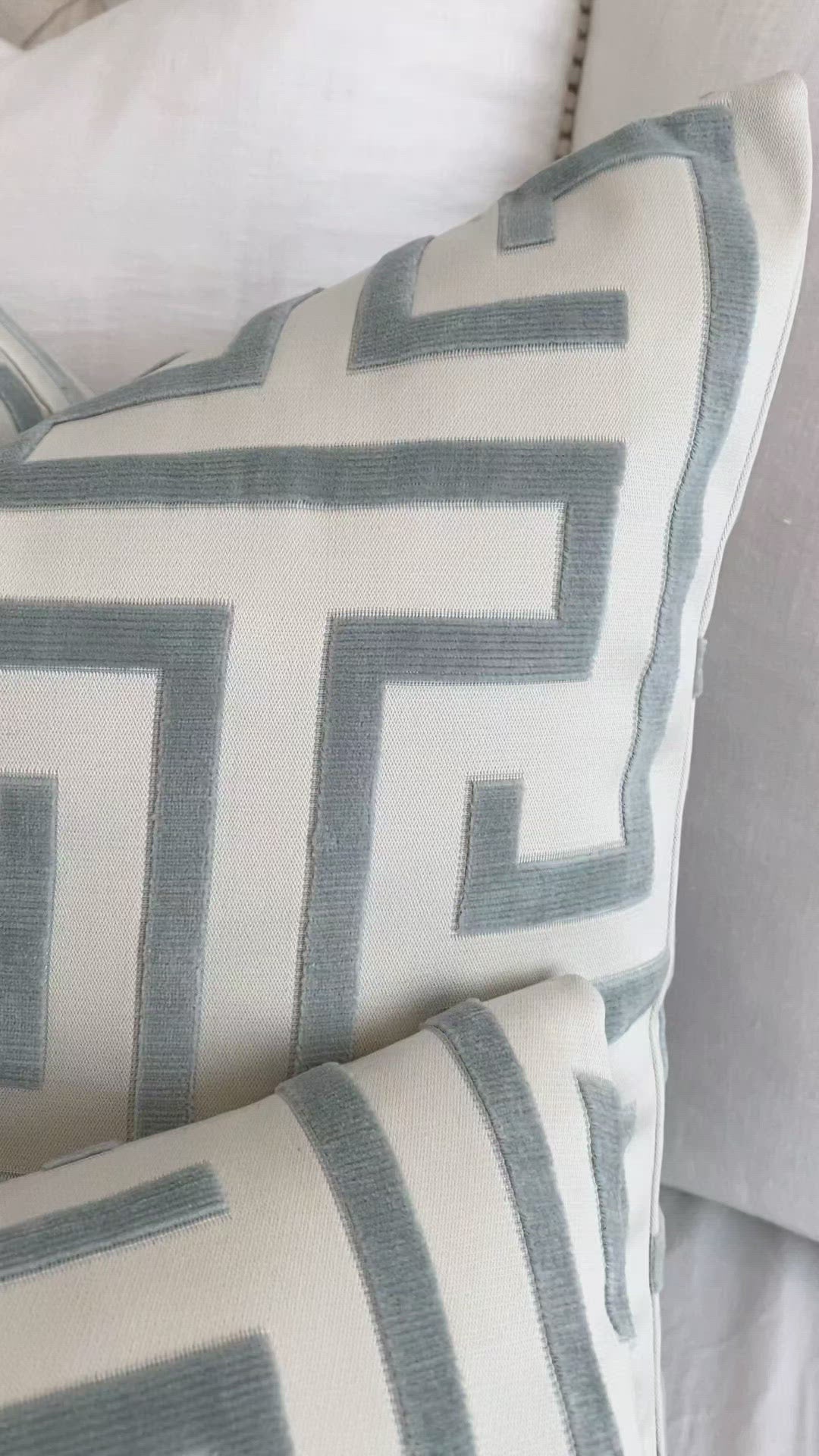 Thibaut Ming Trail Velvet Light Blue Designer Throw Pillow Cover video
