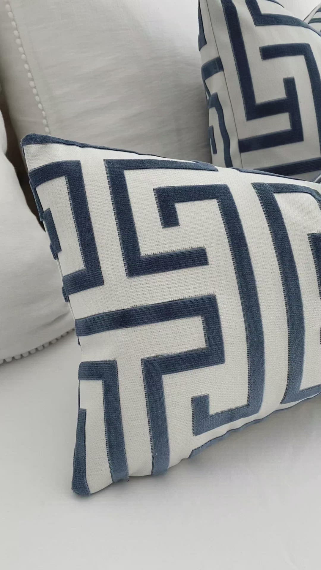 Thibaut Ming Trail Velvet Navy Blue Luxury Designer Throw Pillow Cover Product Video