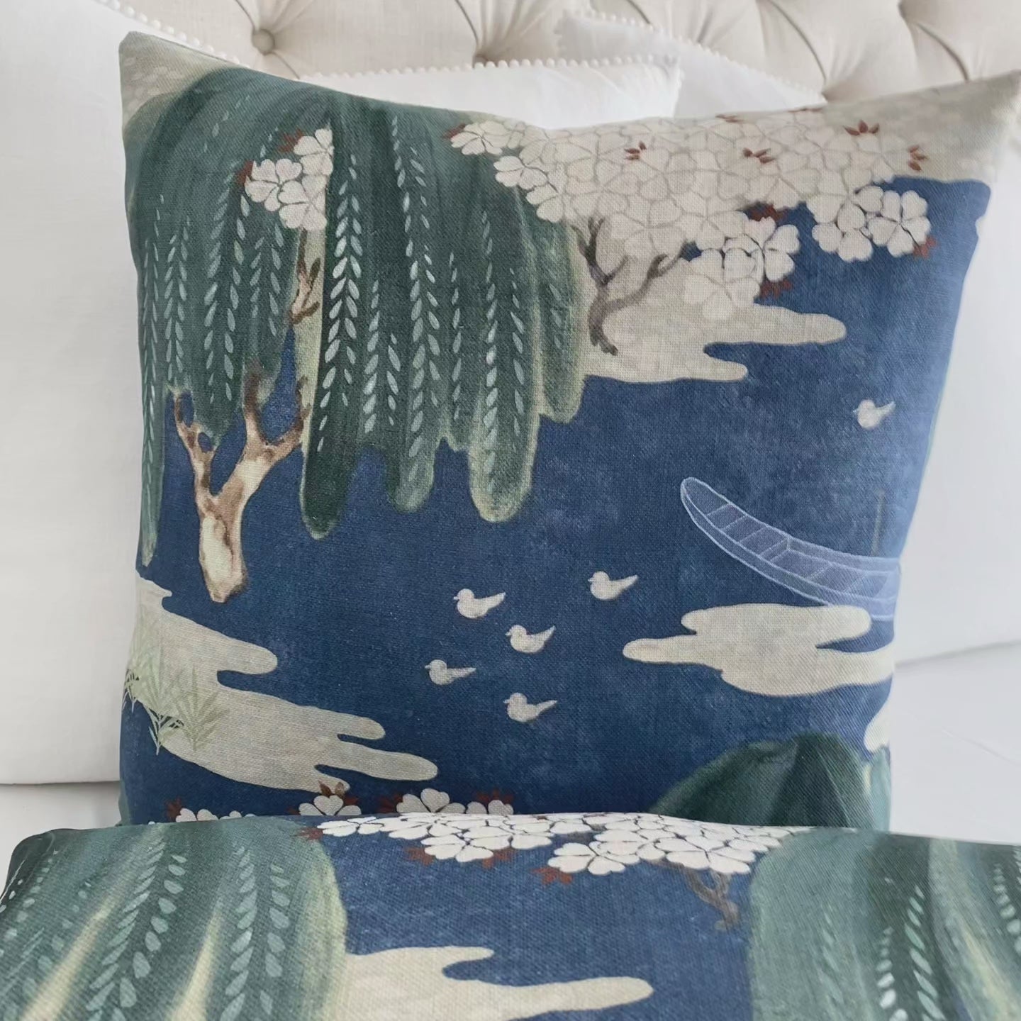 Thibaut Willow Tree Navy Botanical Printed Decorative Throw Pillow Cover Product Video