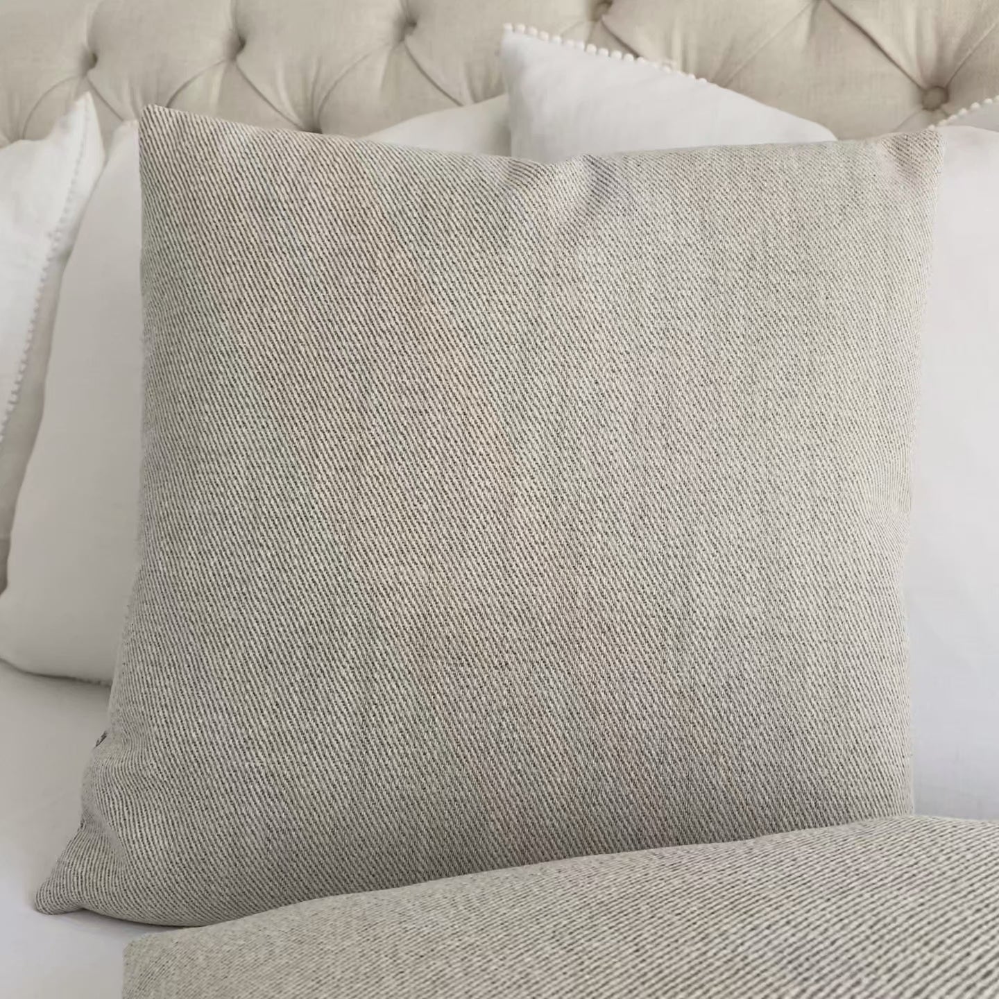 Schumacher Everett Performance Twill Natural Solid Designer Decorative Throw Pillow Cover Product Video