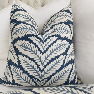 Brunschwig Fils Talavera Indigo Blue Palm Leaf Designer Throw Pillow Cover Product Video