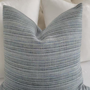 Schumacher Formentera Denim Textured Stripe Decorative Throw Pillow Cover Product Video