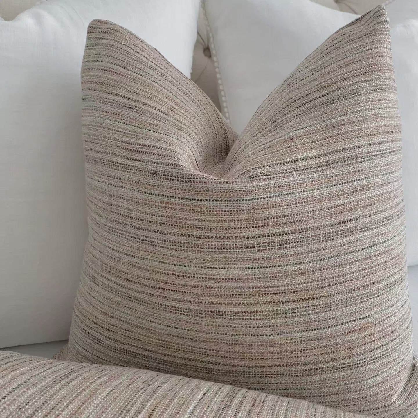 Schumacher Formentera Performance Blush Textured Designer Throw Pillow Product Video