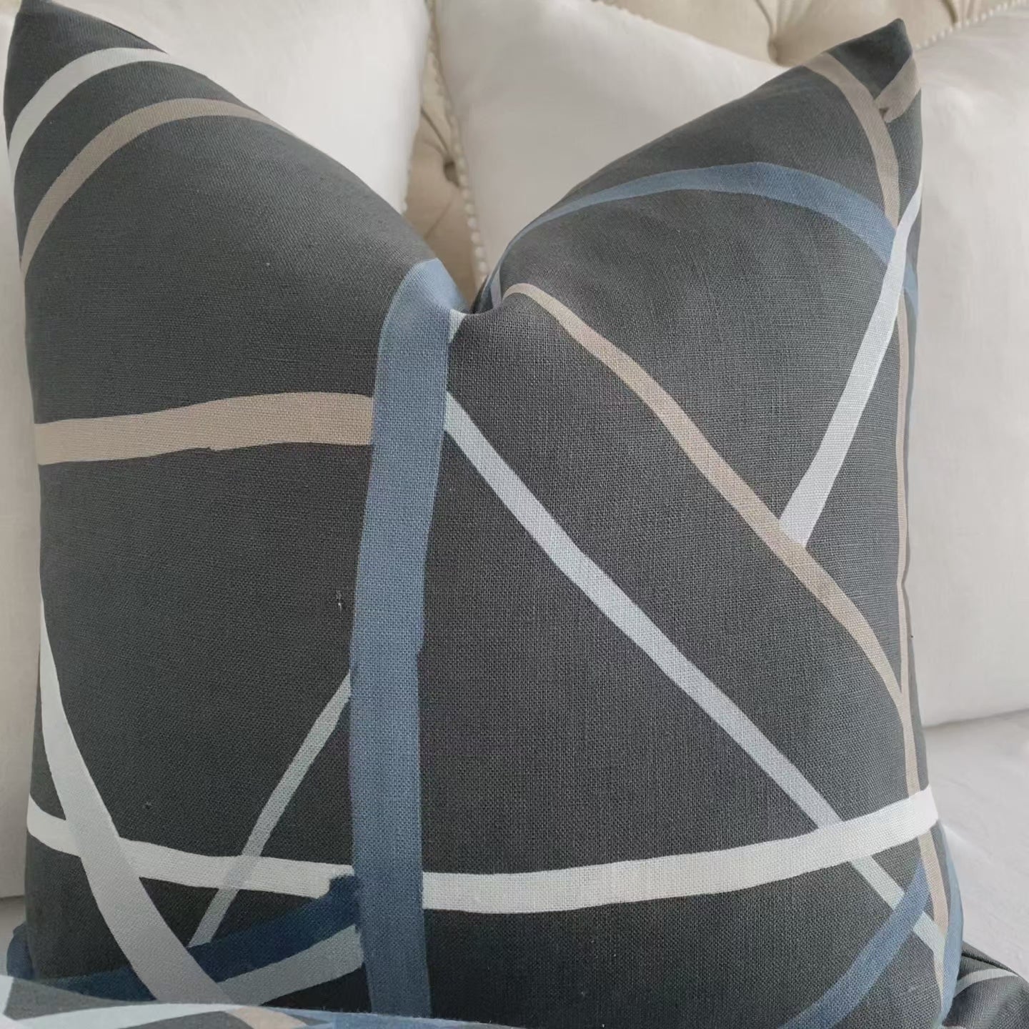 Kelly Wearstler Simpatico Raven Striped Dark Gray Designer Decorative Throw Pillow Cover Product Video
