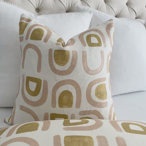 Schumacher Hidaya Williams Threshold Salt Ochre Graphic Print Linen Decorative Designer Throw Pillow Cover Product Video