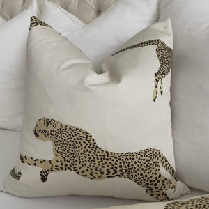 Leaping Cheetah Neutral Dune Throw Pillow