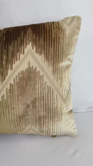 Schumacher Shock Wave Velvet Sand & Sable Chevron Designer Luxury Throw Pillow Cover Product Video