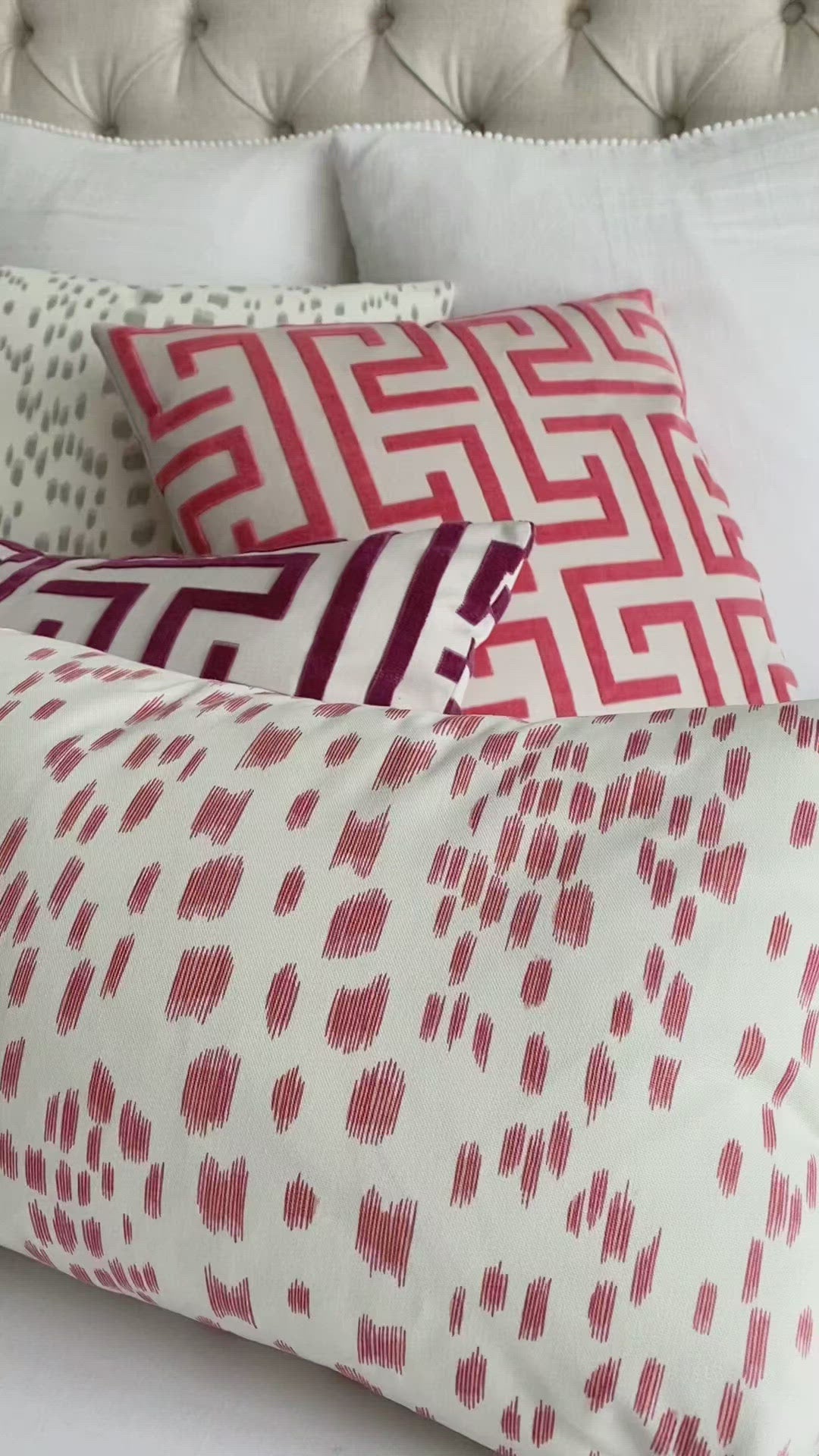 Les Touches Berry Pink Designer Luxury Throw Pillow Cover Product Video