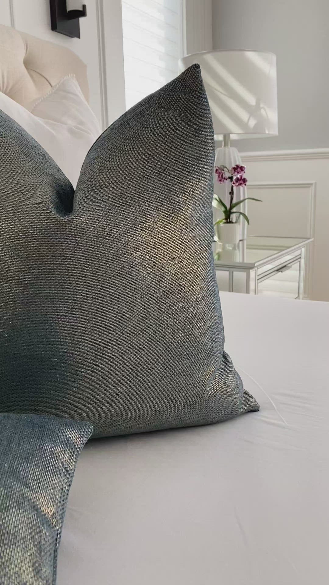 Schumacher Glimmer Peacock Blue Designer Luxury Throw Pillow Cover Product Video