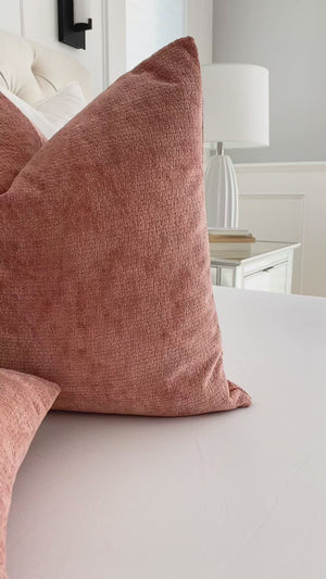 Kelly Wearstler Lee Jofa Rebus Sorbet Salmon Pink Velvet Throw Pillow Cover Product Video