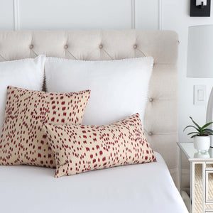 Brunschwig Fils Les Touches Bordeaux Red Designer Luxury Throw Pillow Cover inn Bedroom