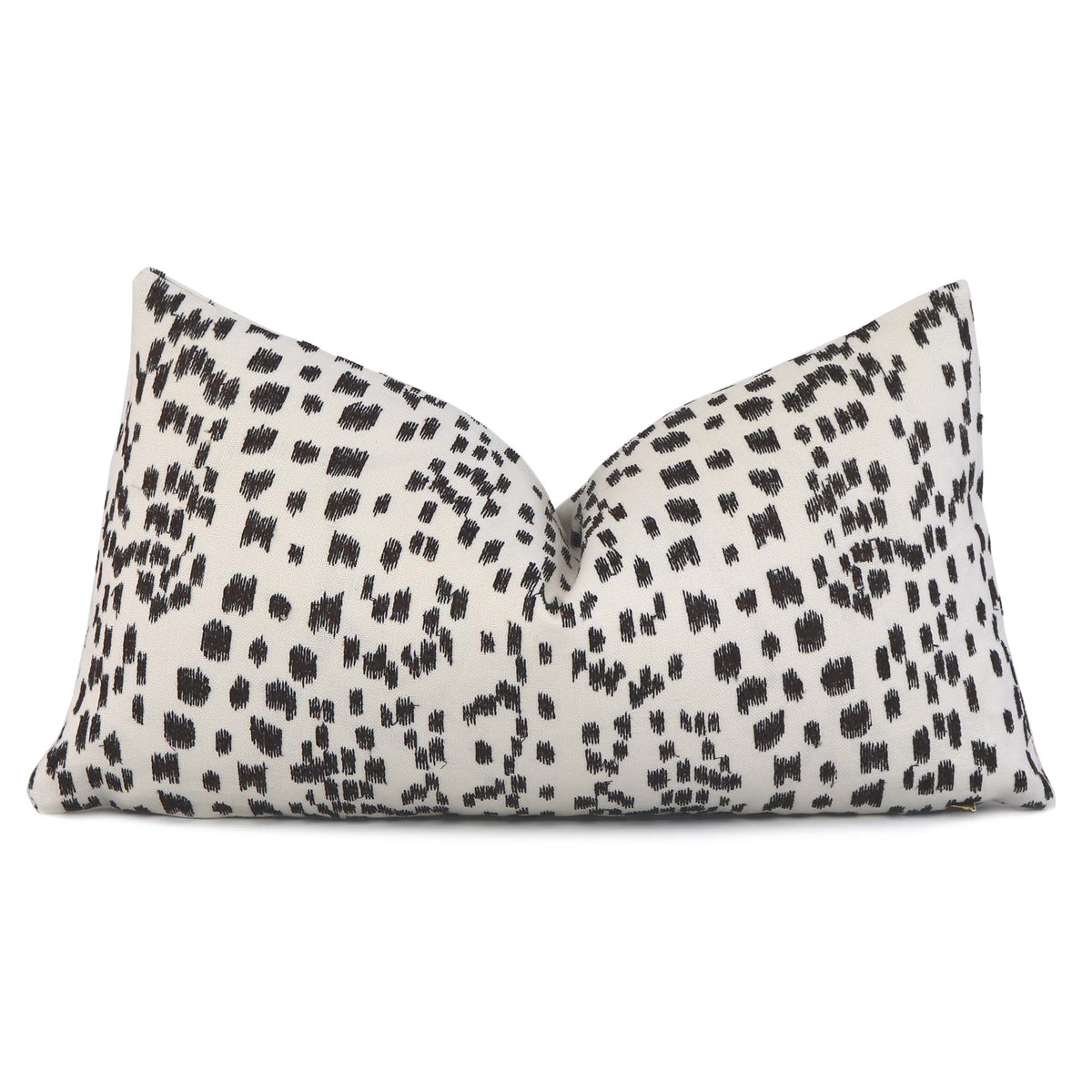 Brunschwig Fils Les Touches Embroidered Espresso Black Luxury Designer Lumbar Throw Pillow Cover