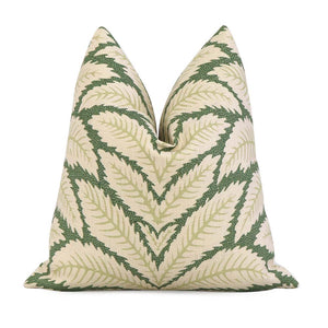 Brunschwig Fils Talavera Leaf Green Palm Designer Throw Pillow Cover