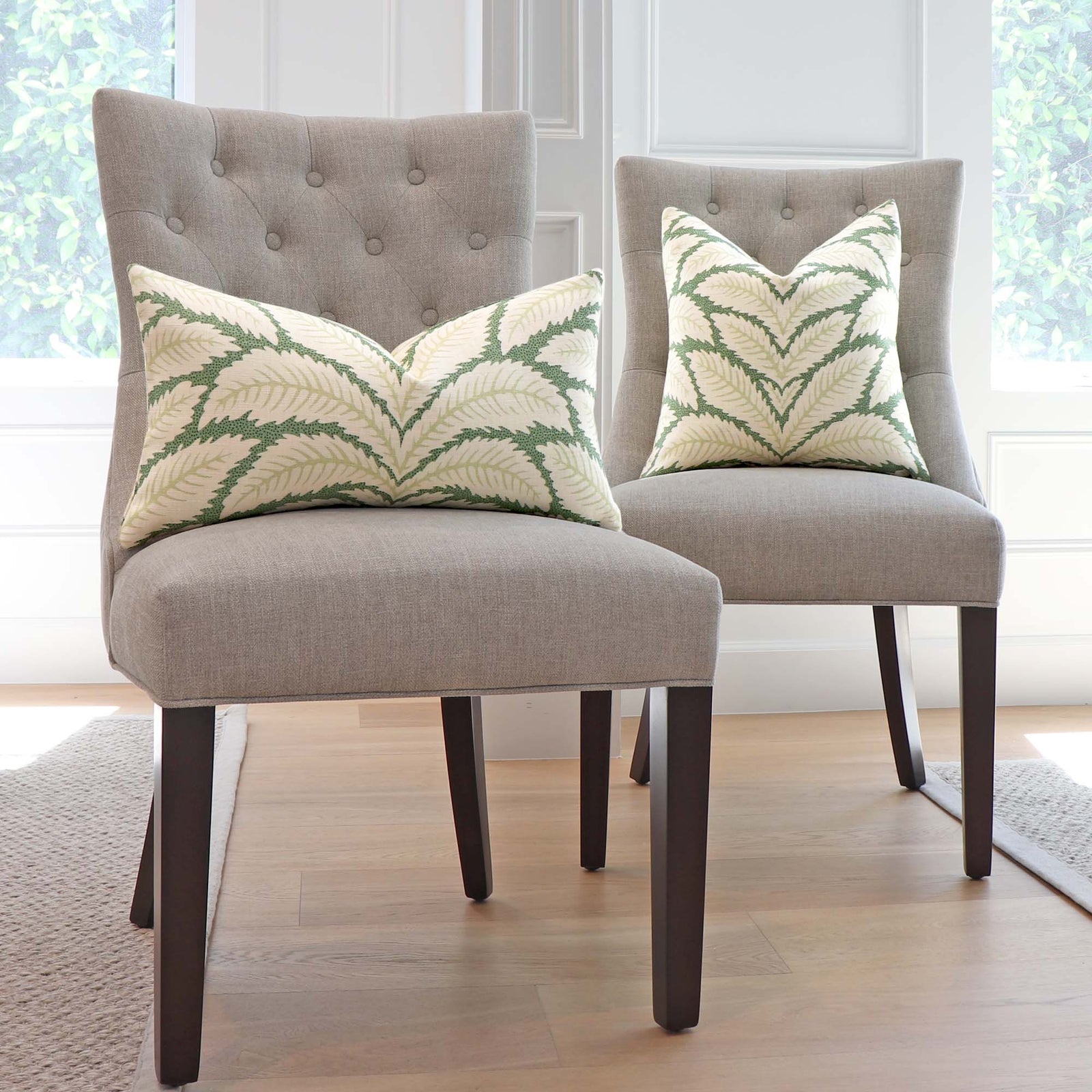 Brunschwig Fils Talavera Leaf Green Palm Designer Throw Pillow Cover