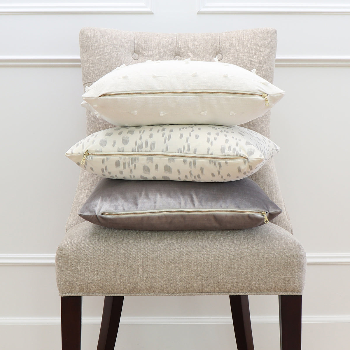 Les Touches Grey Throw Pillow Cover with Matching Pillows