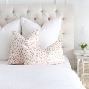 Les Touches Tangerine Throw Pillow Cover in Bedroom