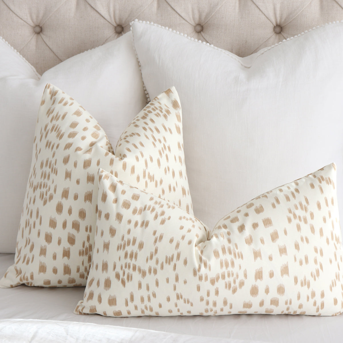 Brunschwig Fils Les Touches Sand Throw Pillow Cover in Bedroom