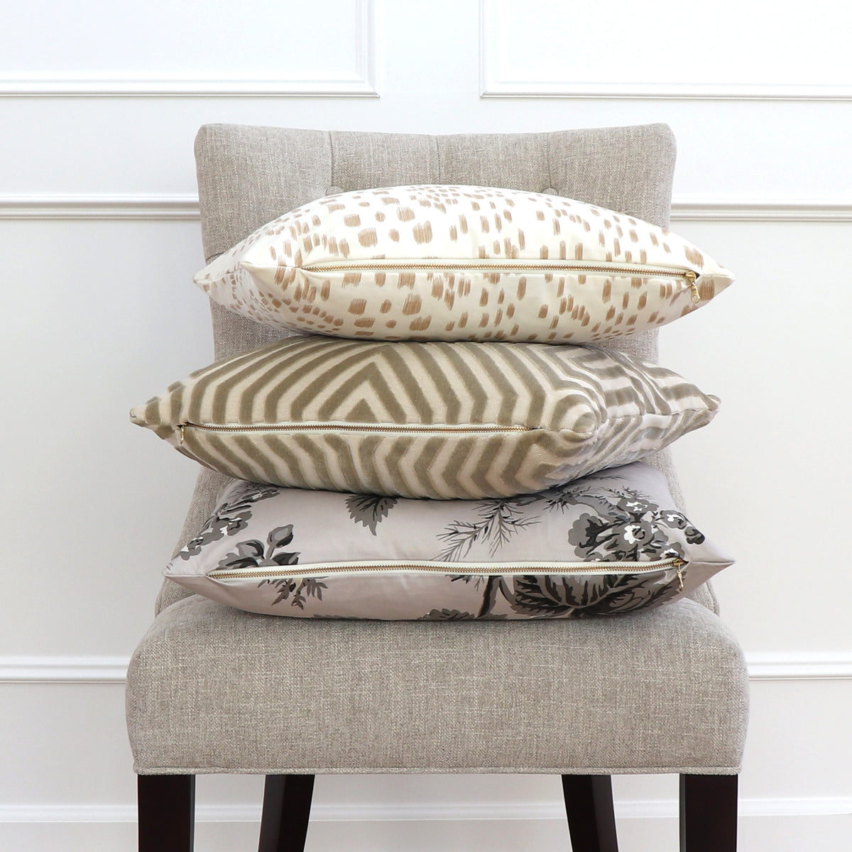 Brunschwig Fils Les Touches Sand Throw Pillow Cover with Matching Pillows