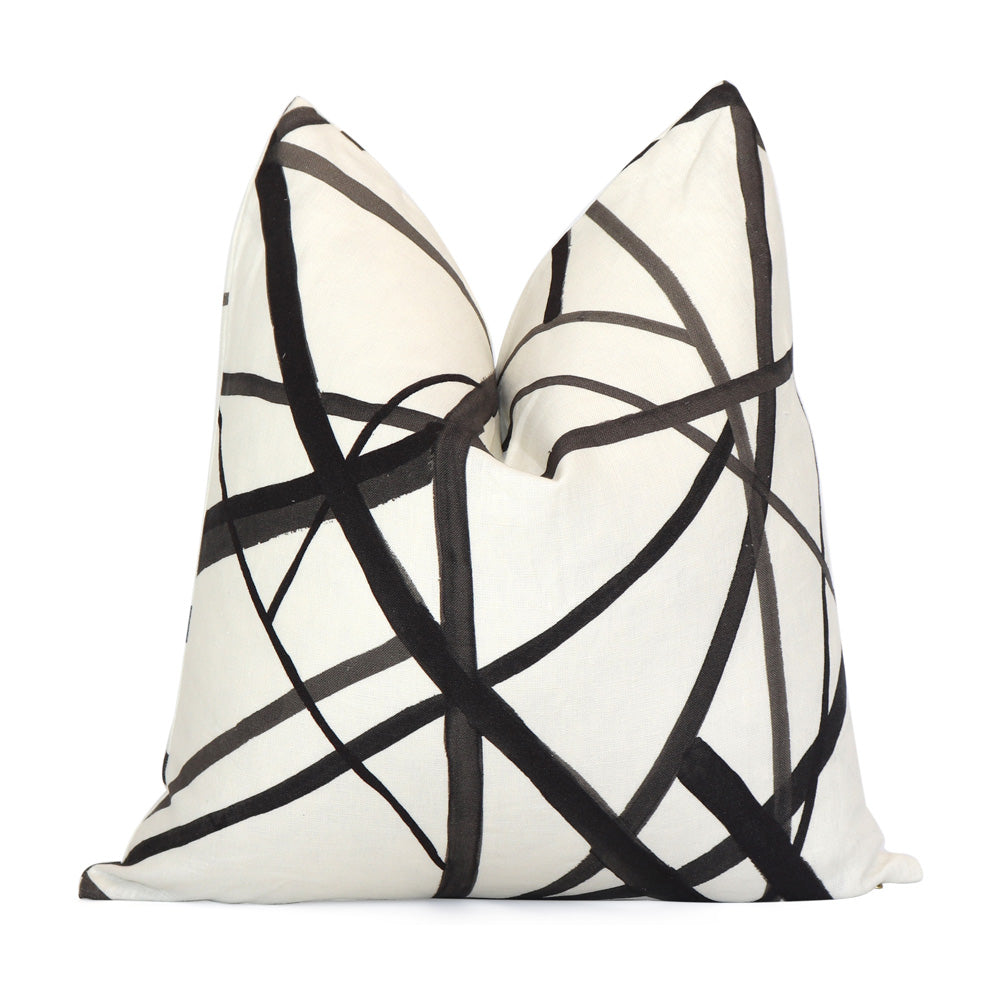 Channels Ebony Black Striped Pillow Cover