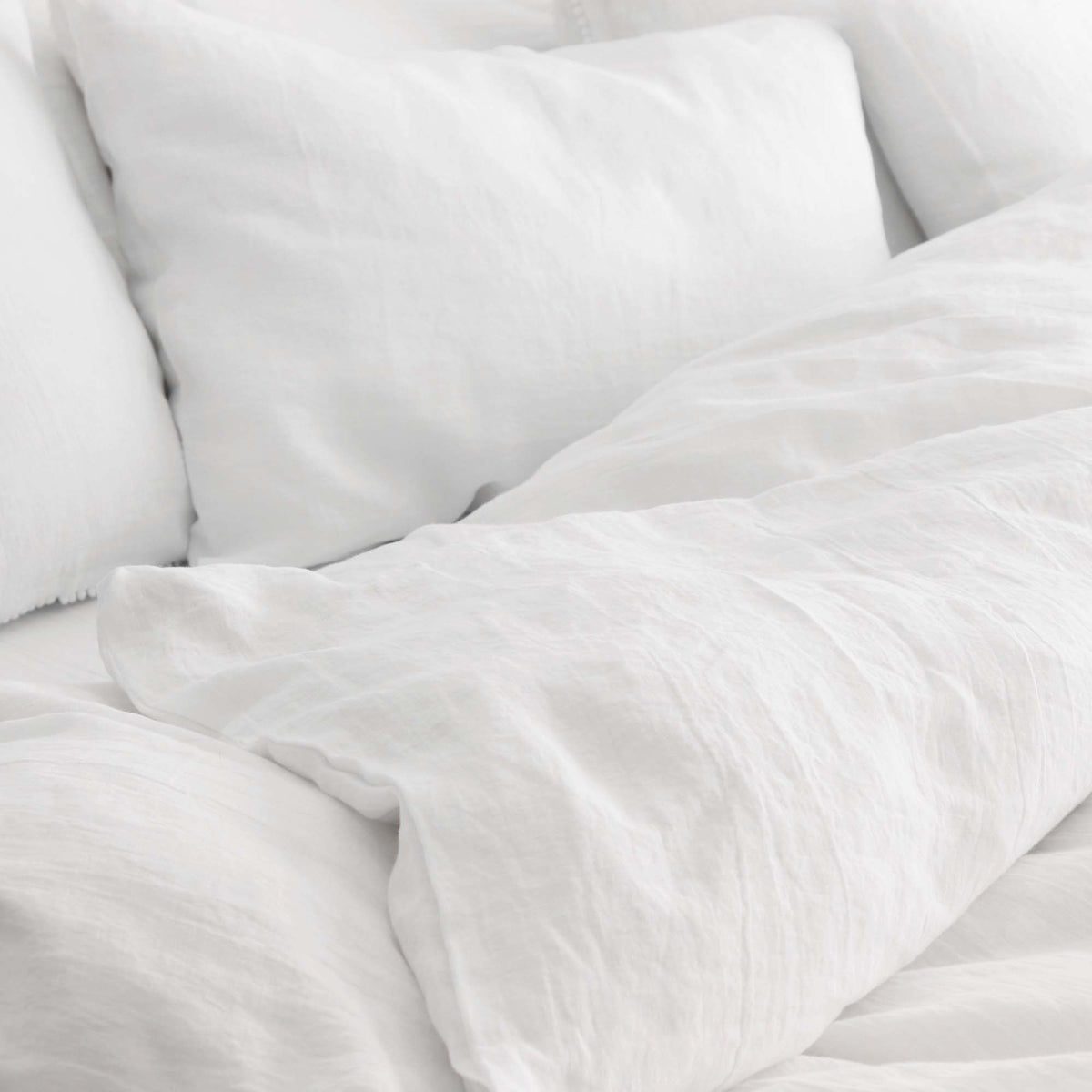 Duvet Cover Closeup of European White Linen OEKO_TEX Bedding  Edit alt text
