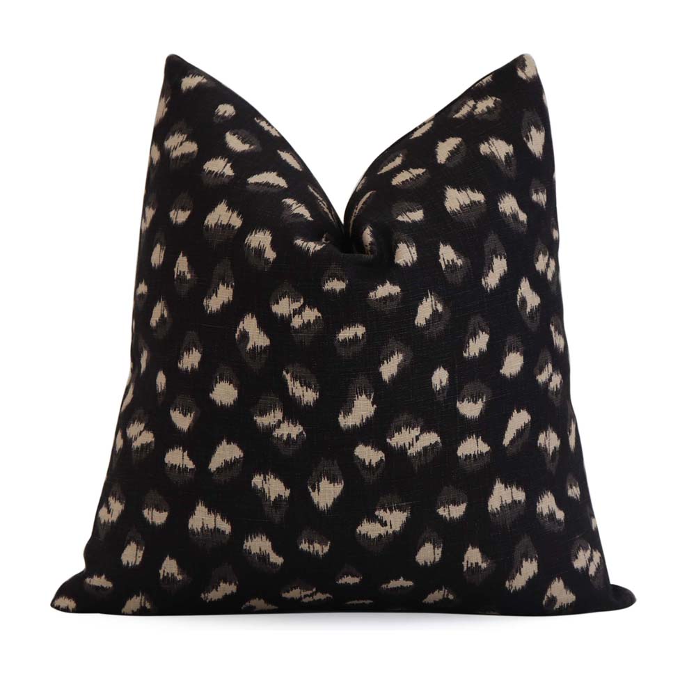 Kelly Wearstler Feline Cheetah Ebony Beige Designer Throw Pillow Cover