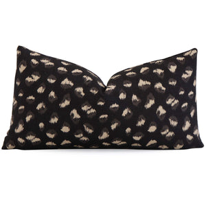 Kelly Wearstler Feline Cheetah Ebony Beige Designer Lumbar Throw Pillow Cover
