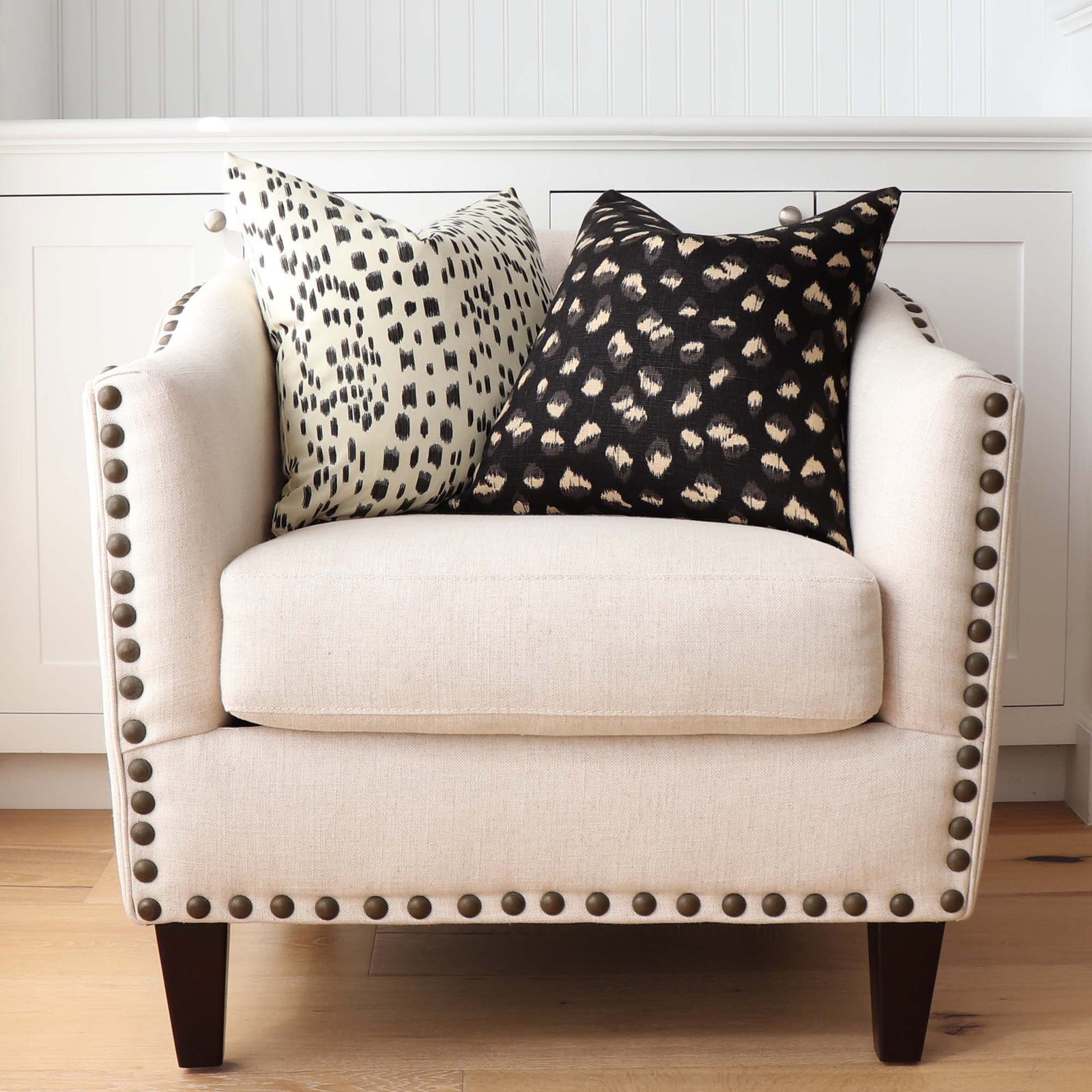 Kelly Wearstler Feline Cheetah Ebony Beige Designer Throw Pillow Cover