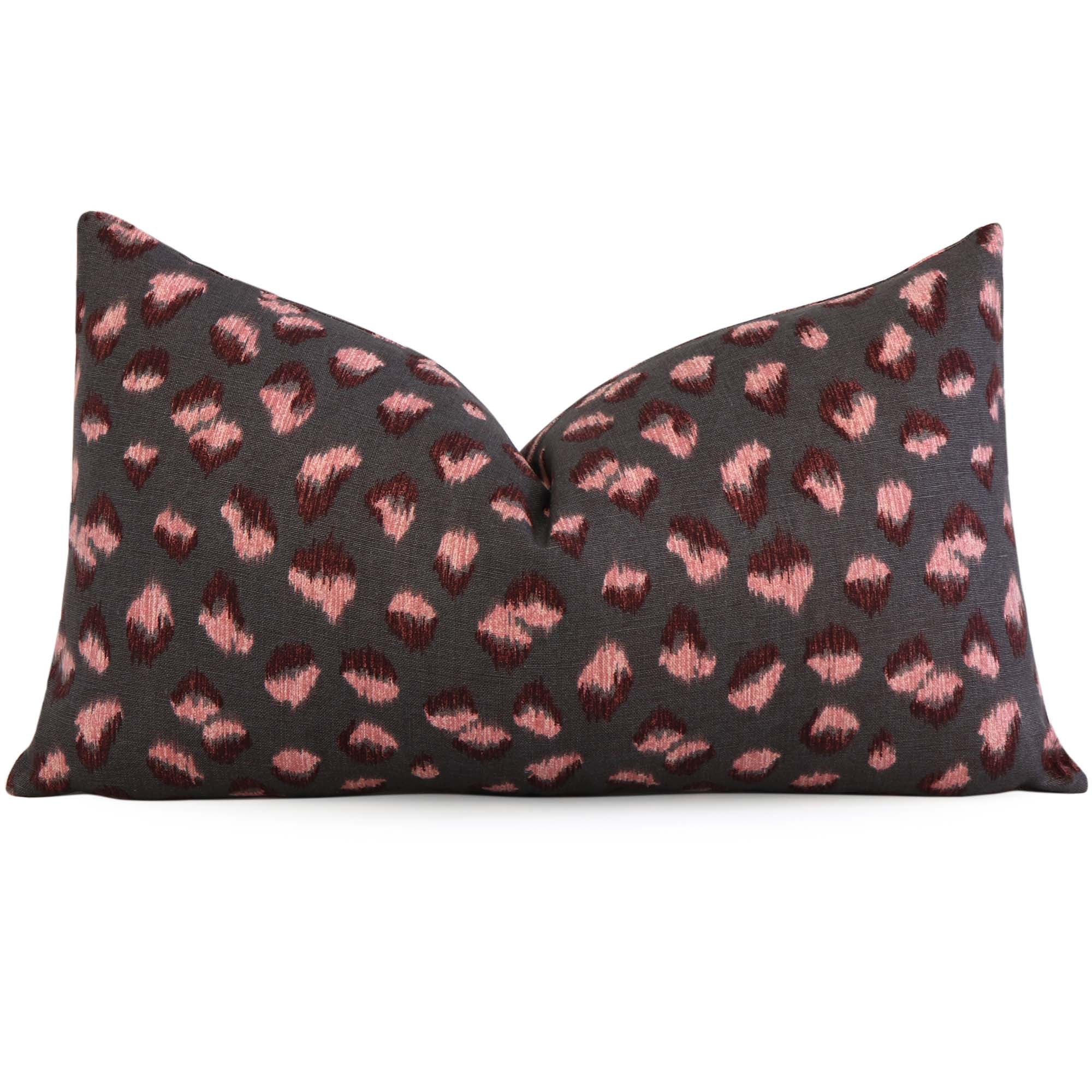 Kelly Wearstler Feline Cheetah Graphite Rose Pink Designer Throw Lumbar Pillow Cover