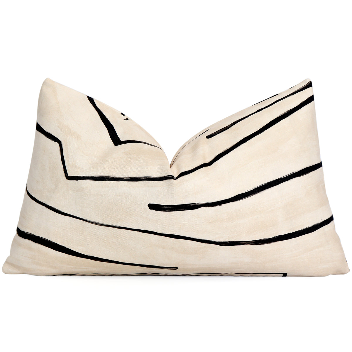 Kelly Wearstler Graffito Linen Onyx Designer Lumbar Throw Pillow