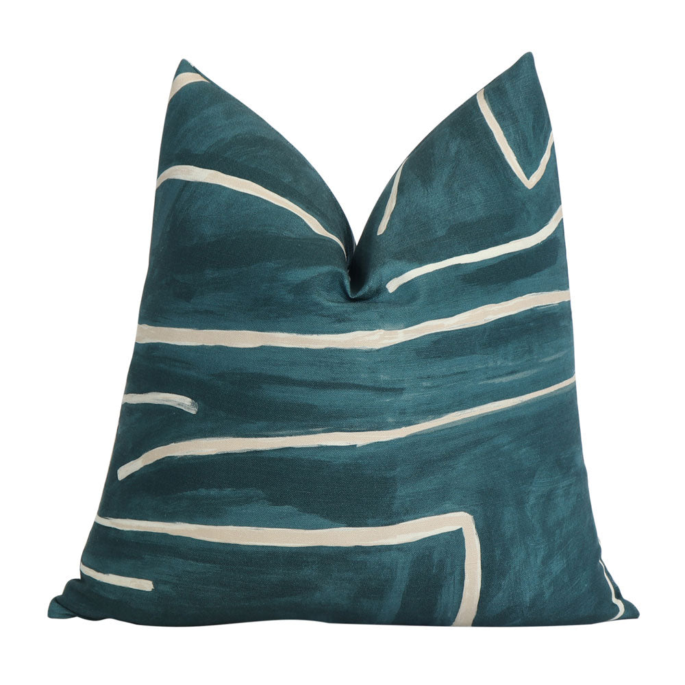 Kelly Wearstler Groundworks Graffito Teal Throw Pillow Cover