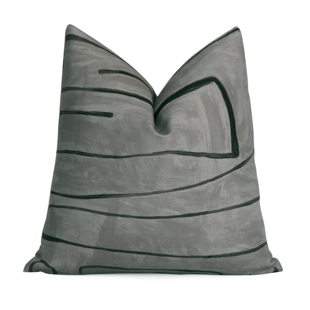 Kelly Wearstler Graffito Graphite Gray Throw Pillow Cover