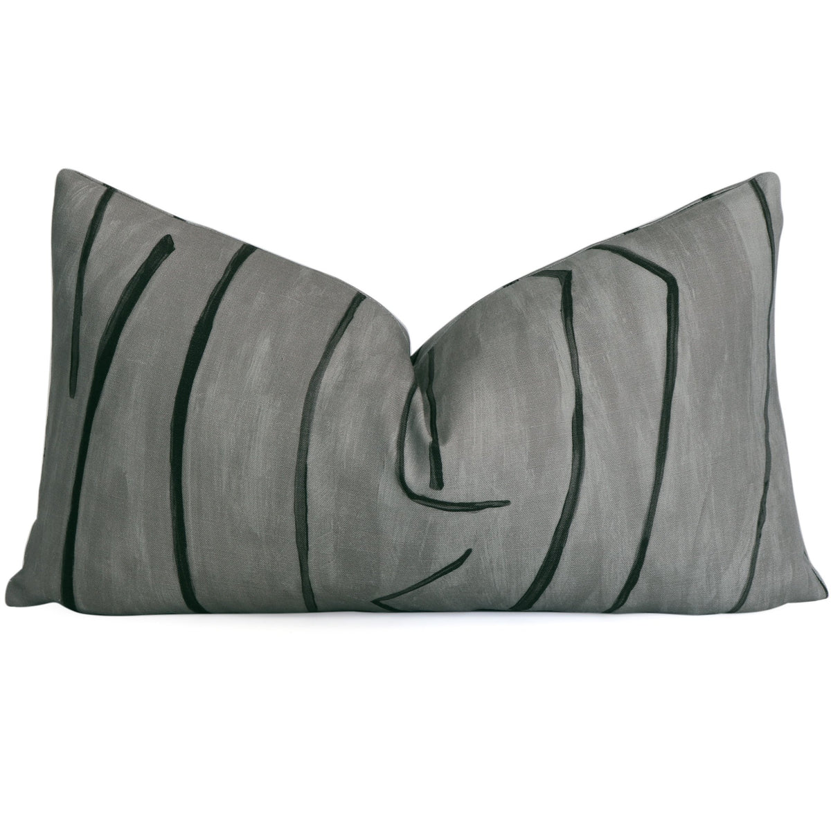 Kelly Wearstler Graffito Graphite Gray Lumbar Throw Pillow Cover