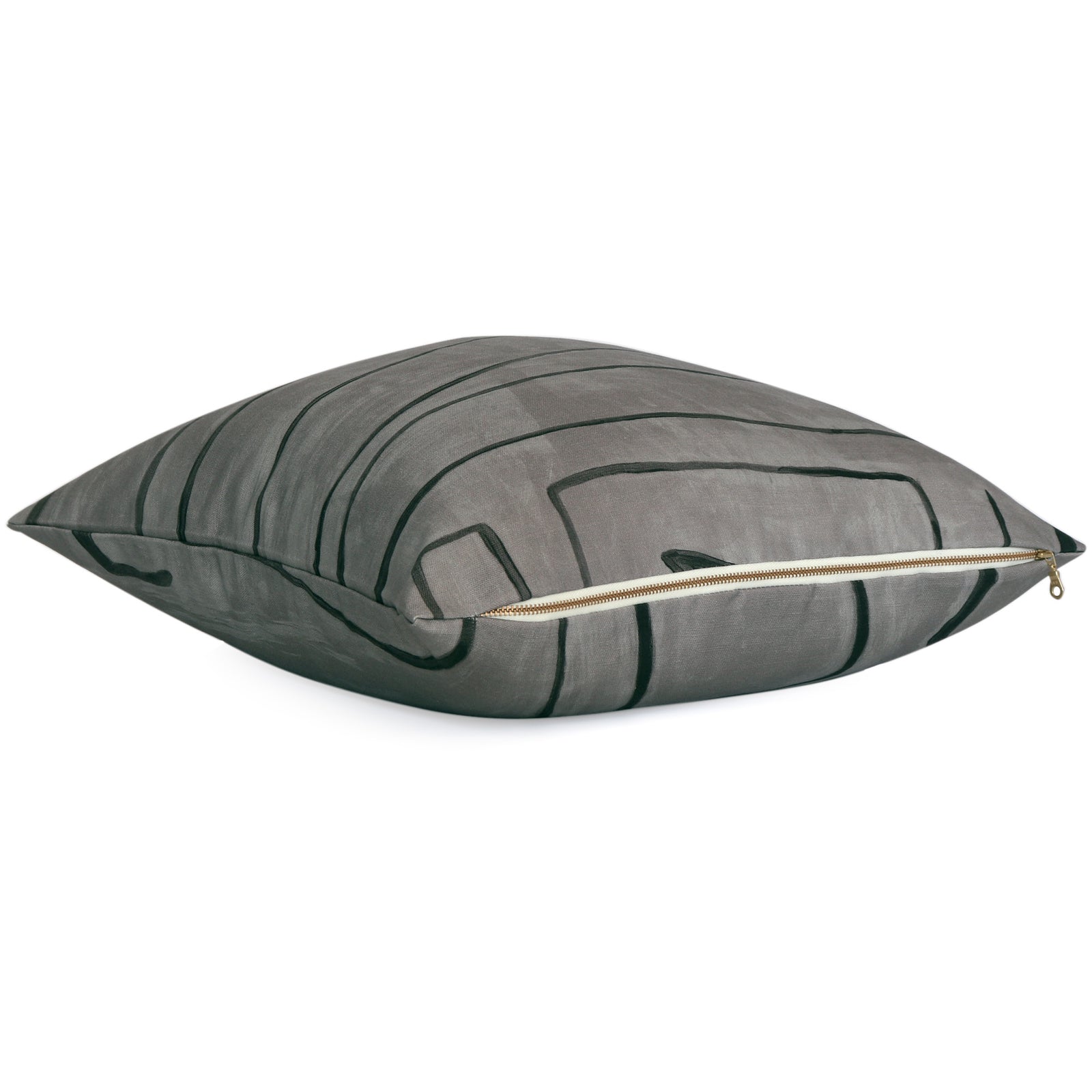 Kelly Wearstler Graffito Graphite Gray Throw Pillow Cover with Zipper