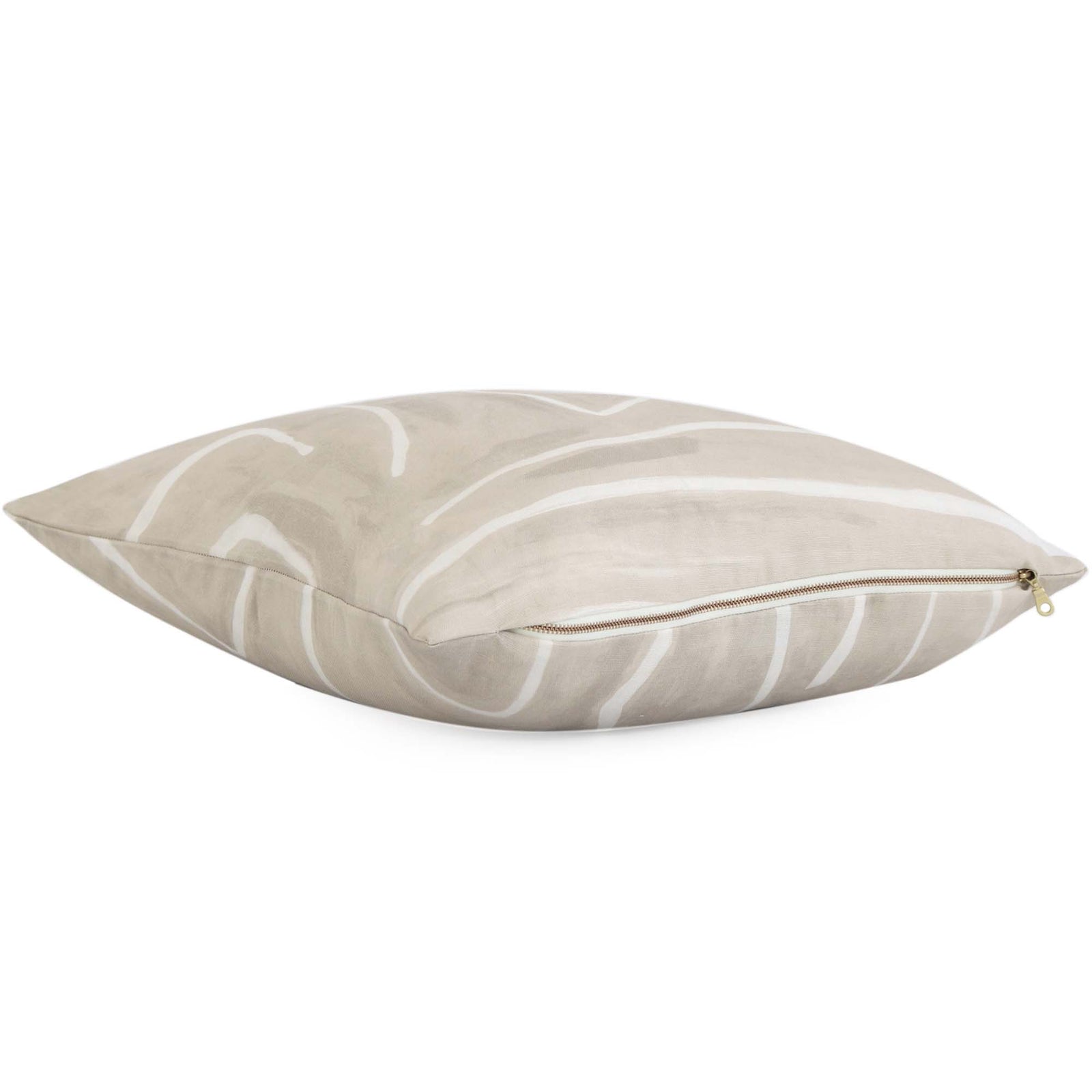 Graffito Kelly Wearstler Beige Geometric Throw Pillow Cover with Gold Zipper