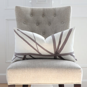 Channels Kelly Wearstler Taupe Lumbar Throw Pillow Cover on Accent Chair