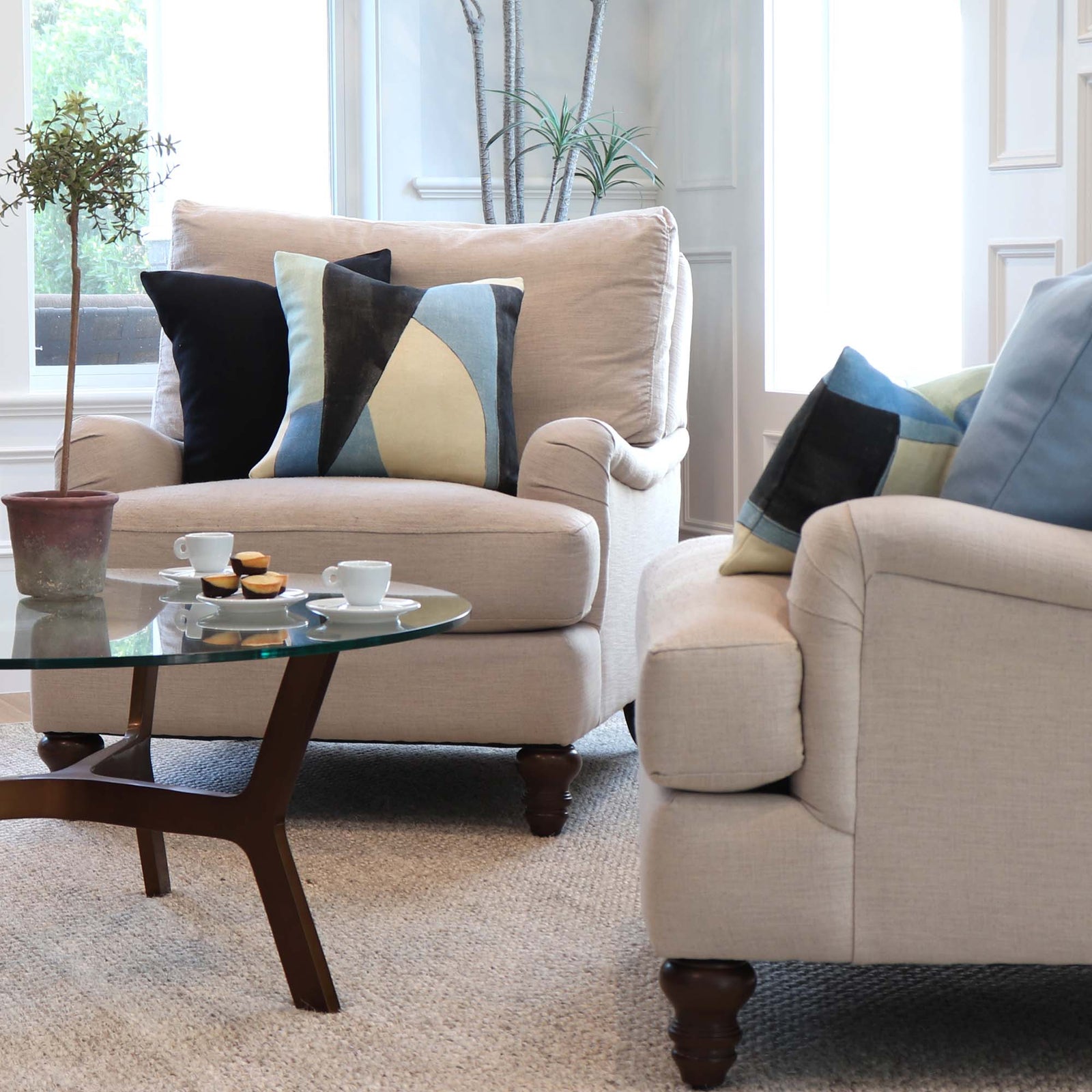 Kelly Wearstler District Cobalt Geometric Designer Throw Pillow Cover