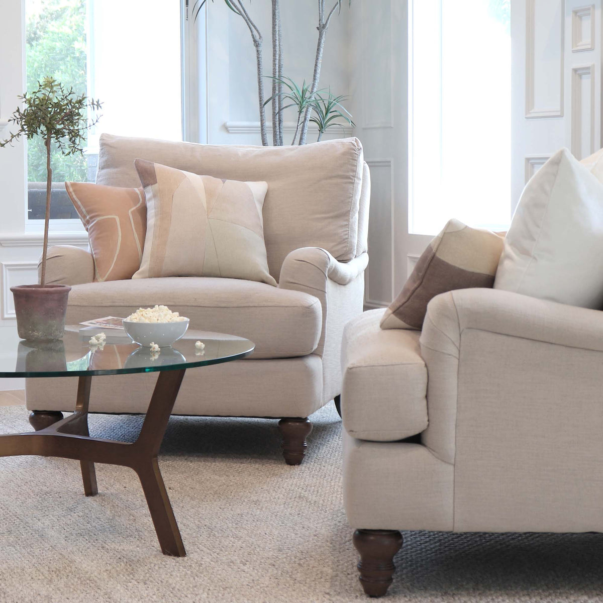 Kelly Wearstler District Silt Pink Designer Throw Pillow Cover in Living Room of Home