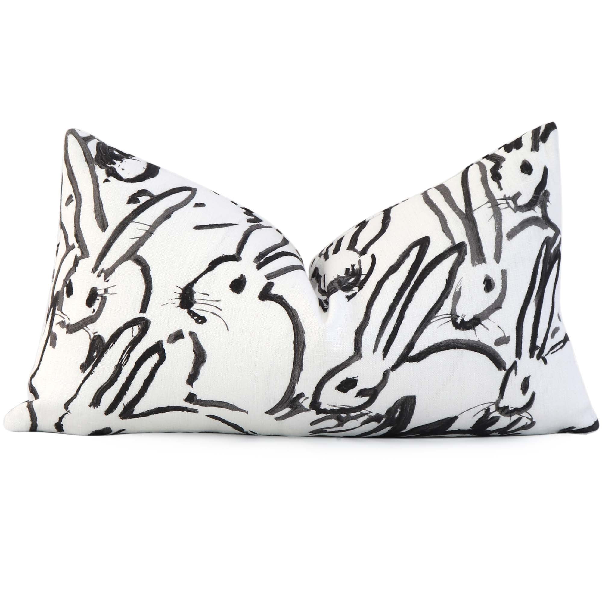 Lee Jofa Hutch Black and White Bunny Designer Luxury Lumbar Throw Pillow Cover