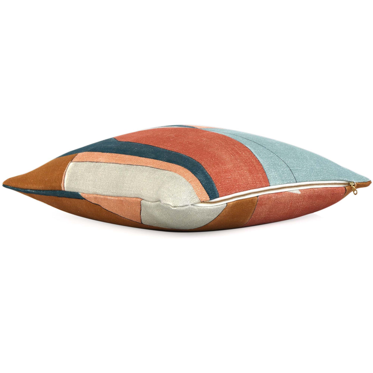 Kelly Wearstler District Apricot Designer Throw Pillow Cover with Gold Zipper