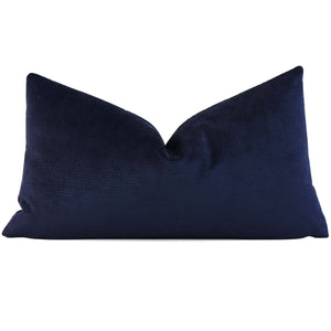 Kelly Wearstler Rebus Aegean Indigo Blue Textured Velvet Lumbar Throw Pillow Cover
