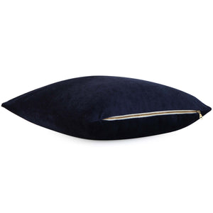 Kelly Wearstler Rebus Aegean Indigo Blue Textured Velvet Throw Pillow Cover with Exposed Brass Zipper