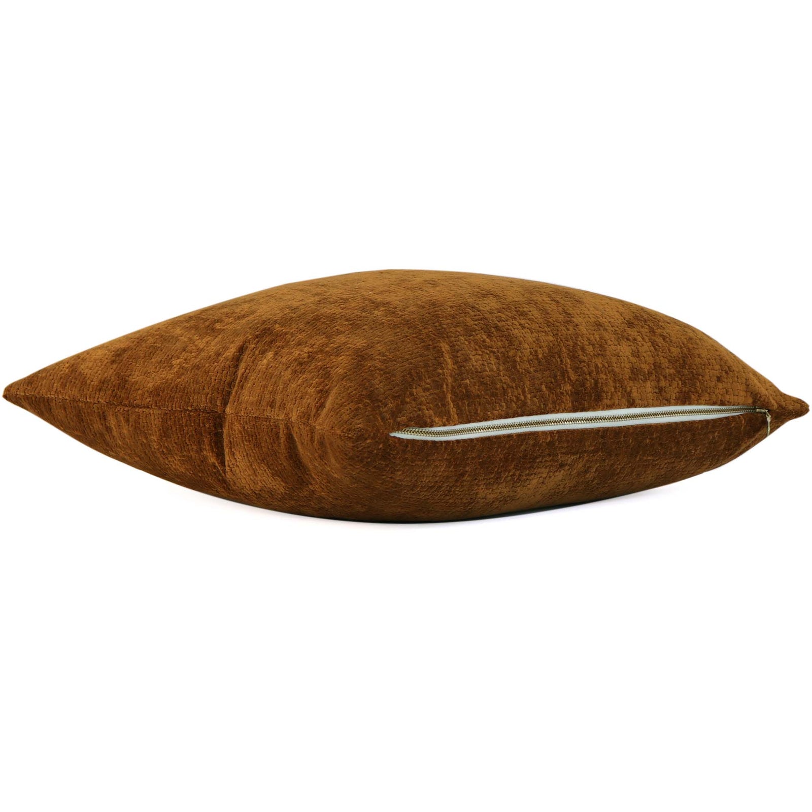 Kelly Wearstler Lee Jofa Rebus Blaze Brick Red Designer Velvet Throw Pillow Cover with Exposed Brass Gold Zipper