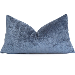 Kelly Wearstler Rebus Blue Textured Velvet Designer Luxury Lumbar Throw Pillow Cover