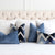 Kelly Wearstler Rebus Blue Textured Velvet Designer Luxury Throw Pillow Cover with Matching Combo Throw Pillows