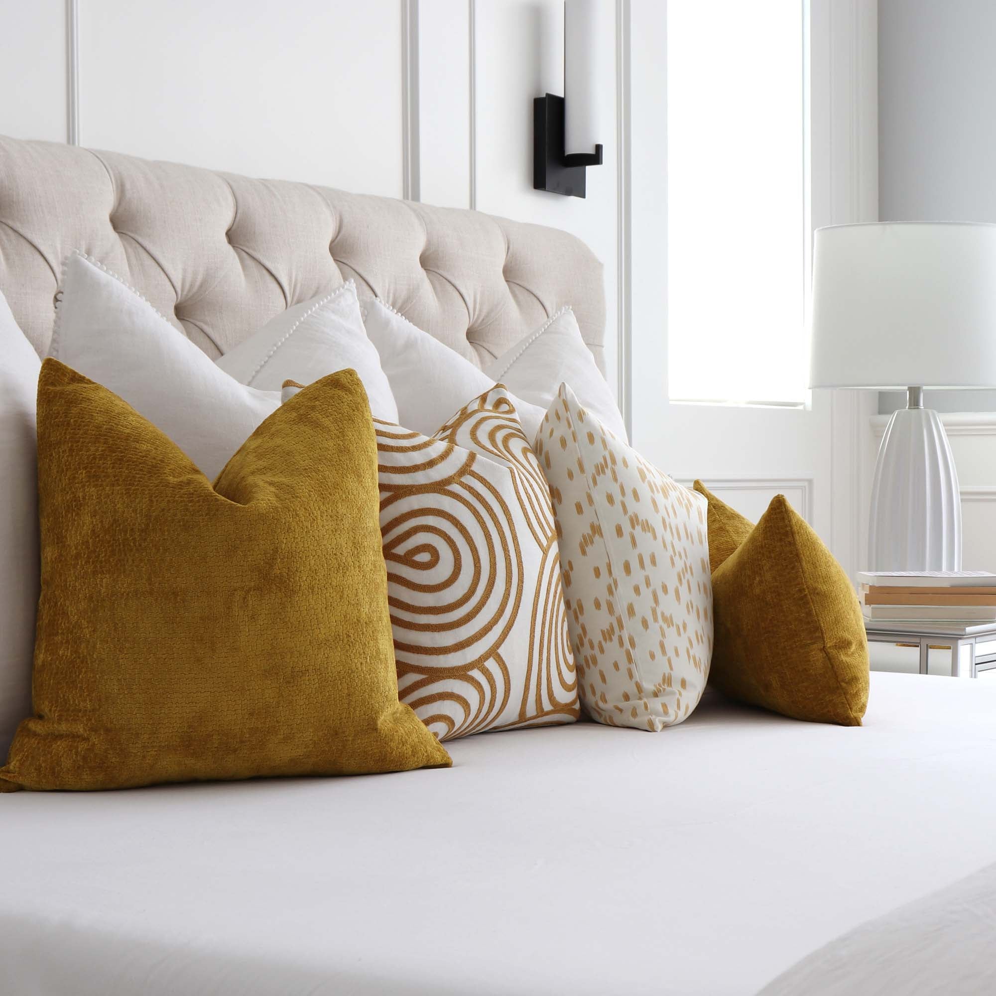 Kelly Wearstler Lee Jofa Rebus Glint Gold Textured Velvet Designer Throw Pillow Cover